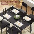 Set da pranzo di 5 pezzi in legno per 4 persone, tavolo con bordi lisci e 4 sedie imbottite, set da pranzo compatto per cucina per appartamenti e piccoli spazi