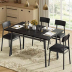 Set da pranzo di 5 pezzi in legno per 4 persone, tavolo con bordi lisci e 4 sedie imbottite, set da pranzo compatto per cucina per appartamenti e piccoli spazi