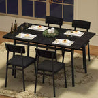 5-Piece Wood Dining Table Set for 4, Smooth Edge Table with 4 Upholstered Chairs, Compact Kitchen Dining Set for Apartment & Small Spaces
