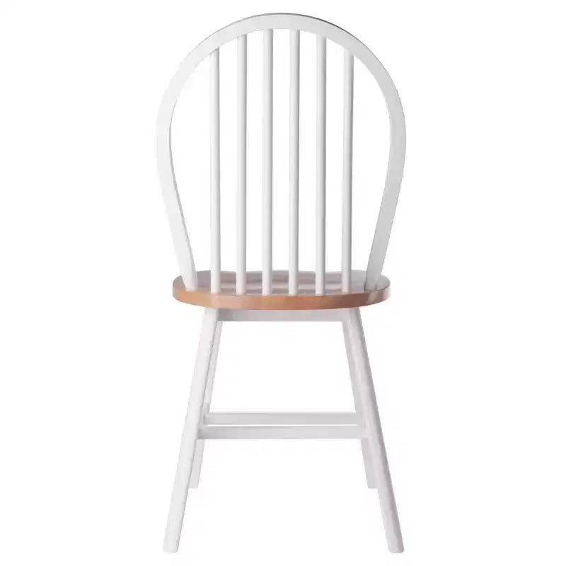 Set tavolo da pranzo Sorella 5 pezzi Naturale/Bianco - Tavolo rotondo con ante a ribalta, Legno massello, 4 sedie Windsor