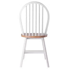 Set tavolo da pranzo Sorella 5 pezzi Naturale/Bianco - Tavolo rotondo con ante a ribalta, Legno massello, 4 sedie Windsor