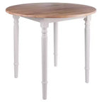 Set tavolo da pranzo Sorella 5 pezzi Naturale/Bianco - Tavolo rotondo con ante a ribalta, Legno massello, 4 sedie Windsor