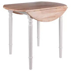 Set tavolo da pranzo Sorella 5 pezzi Naturale/Bianco - Tavolo rotondo con ante a ribalta, Legno massello, 4 sedie Windsor