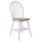 Set tavolo da pranzo Sorella 5 pezzi Naturale/Bianco - Tavolo rotondo con ante a ribalta, Legno massello, 4 sedie Windsor