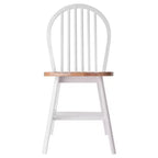 Set tavolo da pranzo Sorella 5 pezzi Naturale/Bianco - Tavolo rotondo con ante a ribalta, Legno massello, 4 sedie Windsor