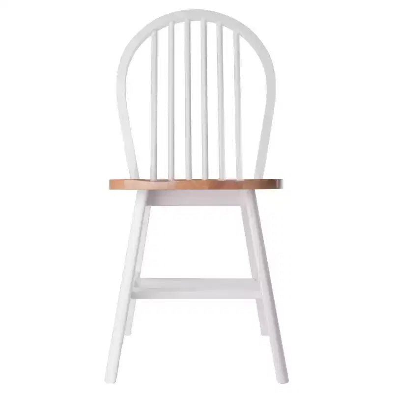 Set tavolo da pranzo Sorella 5 pezzi Naturale/Bianco - Tavolo rotondo con ante a ribalta, Legno massello, 4 sedie Windsor