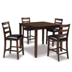 Coviar Counter Height Dining Table Set Brown - Signature Design by Ashley: 5-Piece, Faux Leather Chairs, Wood Frame