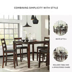 Set tavolo da pranzo Coviar ad altezza bancone marrone - 5 pezzi, sedie in similpelle, struttura in legno