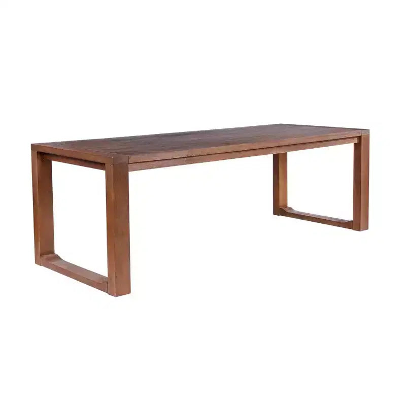 Set da 6 pezzi tavolo da pranzo allungabile Rasmus Castagno - Legno di acacia, sedie in similpelle, panca inclusa