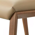 Set da pranzo moderno Nelda 5 pezzi 59" con tavolo rotondo color legno chiaro e sedie da pranzo in pelle color tortora