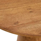 Set da pranzo moderno Nelda 5 pezzi 59" con tavolo rotondo color legno chiaro e sedie da pranzo in pelle color tortora