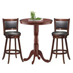 Costway 3pcs Pub Table Set 30'' Round Bar Height Table & 2pcs Swivel Bar Stools