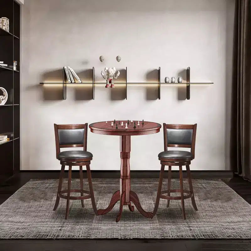 Set da 3 pezzi tavolo da pub Tavolo rotondo altezza bar da 30'' e 2 sgabelli da bar girevoli