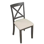 Set da pranzo 5 pezzi con tavolo in legno massello e 4 sedie, grigio