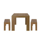 Set tavolo da pranzo moderno in legno massello con 2 panche per 6 persone
