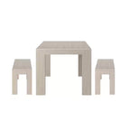 Set tavolo da pranzo moderno in legno massello con 2 panche per 6 persone