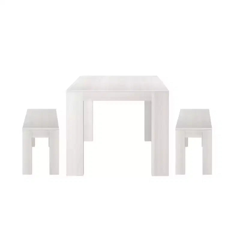 Set tavolo da pranzo moderno in legno massello con 2 panche per 6 persone
