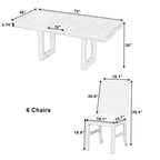 Set tavolo da pranzo 7 pezzi con 6 sedie imbottite