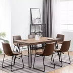 Roundhill Furniture Aryven Industrial 7-Piece Dining Set, Antique Brown