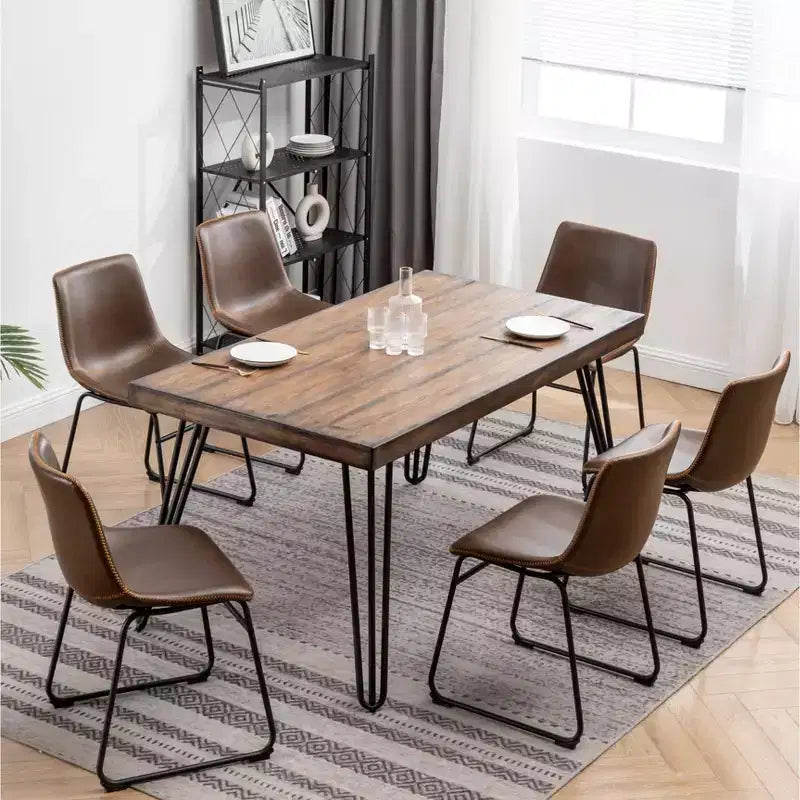 Set da pranzo Aryven Industrial 7 pezzi, Marrone antico