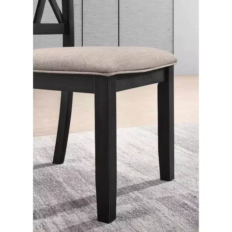 Set da pranzo Arroyo, tavolo da pranzo Hairpin con 4 sedie a croce, nero intenso, 5 pezzi