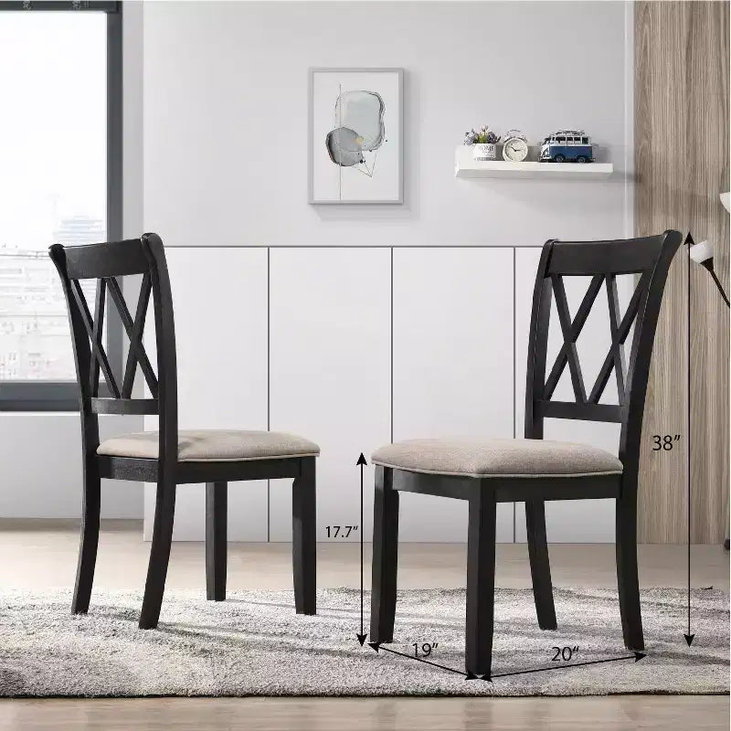 Set da pranzo Arroyo, tavolo da pranzo Hairpin con 4 sedie a croce, nero intenso, 5 pezzi