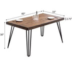 Set da pranzo Arroyo, tavolo da pranzo Hairpin con 4 sedie a croce, nero intenso, 5 pezzi